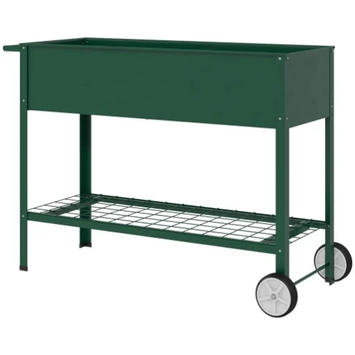 FIORIERA DA ESTERNO CON MENSOLA INFERIORE PORTAUTENSILI, IN METALLO, 109X44X80 CM, VERDE - MAURY'S