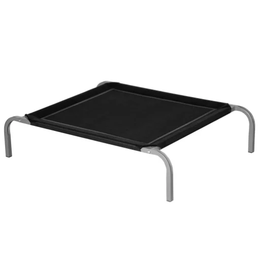 LETTINO PER CANI RIALZATO CON SEDUTA TRASPIRANTE, IN METALLO E TESSUTO, 90X65X20 CM, NERO E ARGENTO - MAURY'S