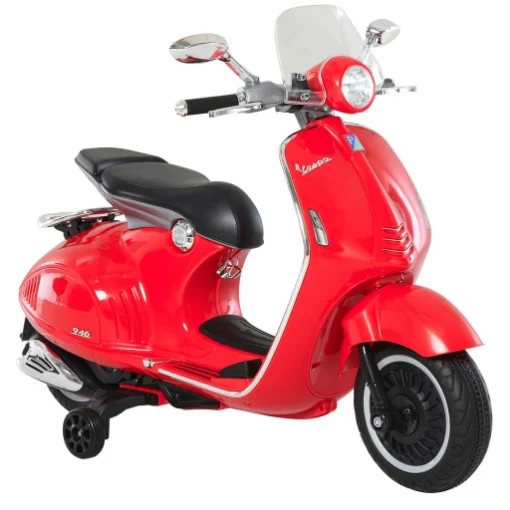 MOTO ELETTRICA PER BAMBINI CON LICENZA UFFICIALE VESPA, 2 ROTELLE, LUCI E SUONI, 108X49X75 CM, ROSSA - MAURY'S