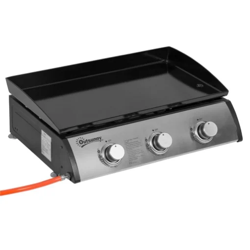 PIASTRA BARBECUE A GAS ANTIADERENTE DA TAVOLO CON 3 BRUCIATORI DA 3KW, 60.5X48.5X21CM, NERO - MAURY'S