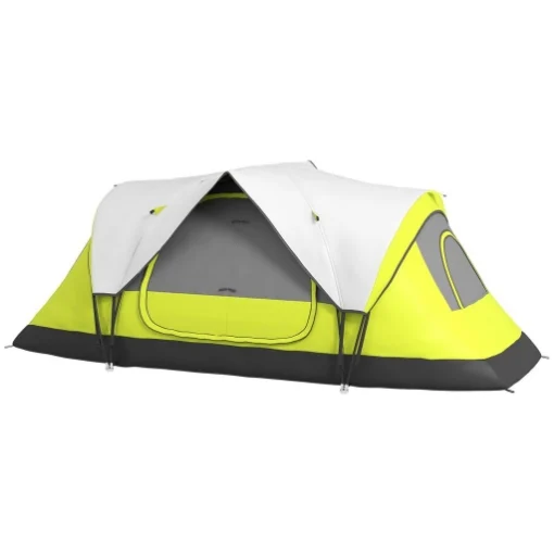 TENDA DA CAMPEGGIO 4 POSTI CON 2 SPAZI SEPARATI, IN POLIESTERE E FIBRA DI VETRO, 450X215PX180 CM, VERDE - MAURY'S
