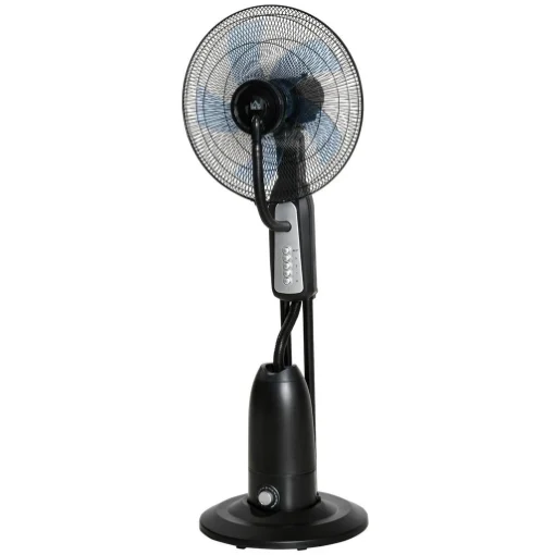 VENTILATORE NEBULIZZATORE 90W A 4 RUOTE CON SERBATOIO 2.8L E 4 VELOCITÀ, IN METALLO, PE E ABS, 44.5X38.5X120 CM - MAURY'S