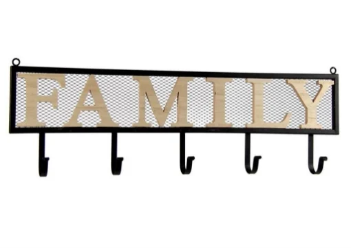APPENDINO IN METALLO CON APPLICAZIONE IN LEGNO SCRITTA FAMILY 61 X 20 X 6 CM - MAURY'S