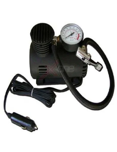 MINICOMPRESSORE 12V URANIO CON MANOMETRO PRESA ACCENDISIGARI POTENZA 250 PSI (18BAR) CON ADATTATORI PER GONFIABILI E AGO - TOPDRIVE