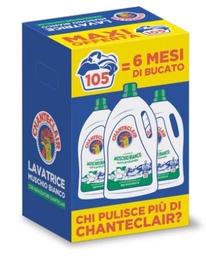 CHANTECLAIR LIQUIDO LAVATRICE TRIPACCO 35 LAVAGGI 1575 ML PACCO 6 MESI DI BUCATO MUSCHIO BIANCO