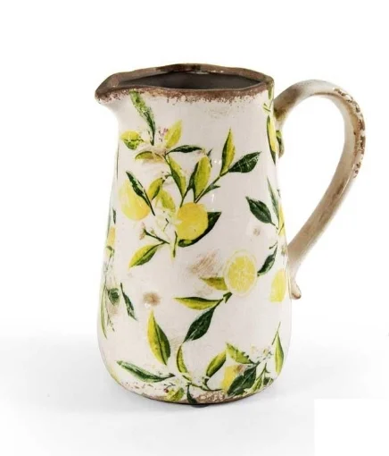 CARAFFA IN CERAMIICA CON DECORI LEMON STILE SHABBY CHIC 17X12X18,5 CM - MAURY'S