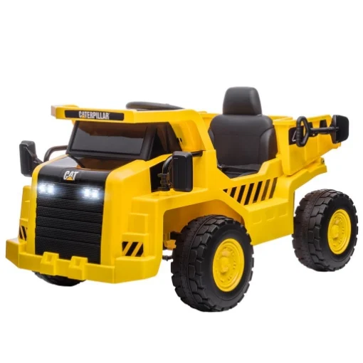 CAMION GIOCATTOLO LICENZA CATERPILLAR CON TELECOMANDO, FARI, SECCHIO E PALA, 110X70.5X61.5 CM, GIALLO - MAURY'S