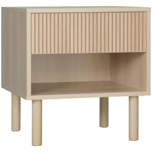 COMODINO MODERNO CON CASSETTO E RIPIANO APERTO 47X47X50 CM COLOR LEGNO - MAURY'S