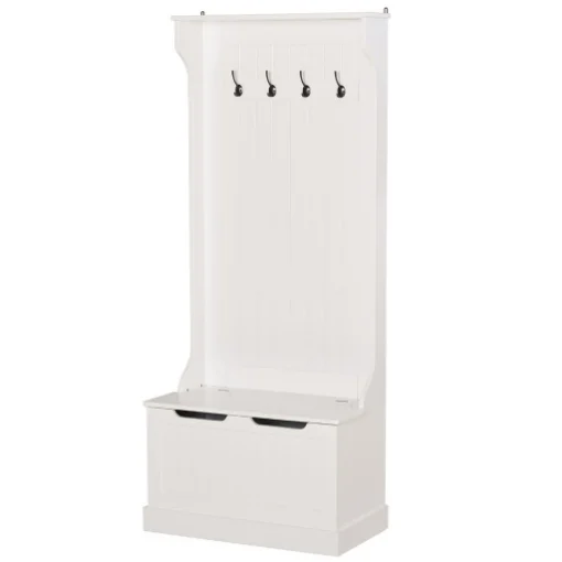APPENDIABITI CON PANCA CONTENITORE IN MDF 71.5 X 39.5 X 170CM BIANCO - MAURY'S