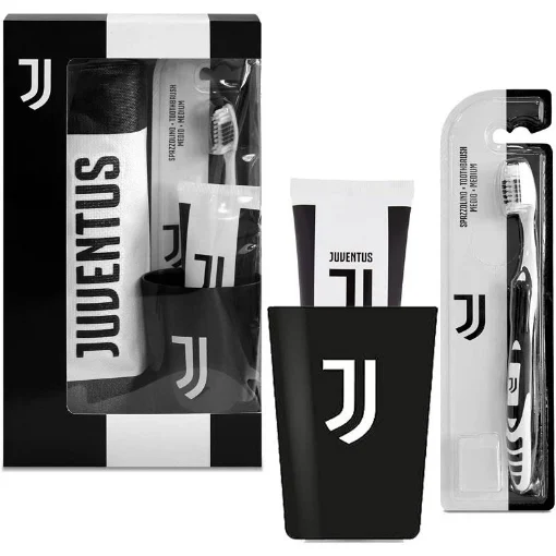 JUVENTUS COFANETTO REGALO DENTIFRICIO ALLA MENTA 75ML + BICCHIERE + SPAZZOLINO SETOLE MEDIE + ASTUCCIO - NATURA-VERDE
