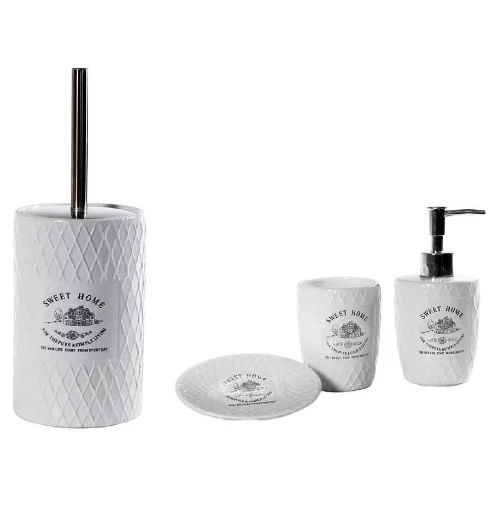 SET DA BAGNO IN CERAMICA DESIGN SWEET HOME IN COLORE BIANCO - MAURY'S