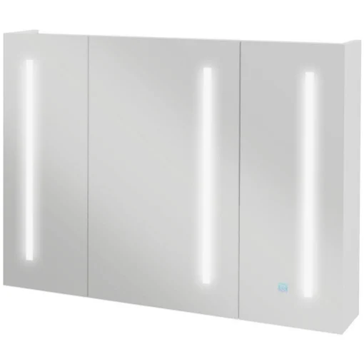 ARMADIETTO CON SPECCHIO CON RIPIANI REGOLABILI E LUCI LED A 3 COLORI, IN MDF E VETRO, 90X15X70 CM, BIANCO - MAURY'S
