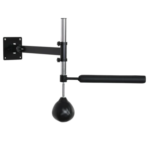 SPEED BAG A PARETE PER BOXE E MMA AD ALTEZZA REGOLABILE CON ASTA, IN ACCIAIO E PU, 79X72X20 CM, NERO - MAURY'S