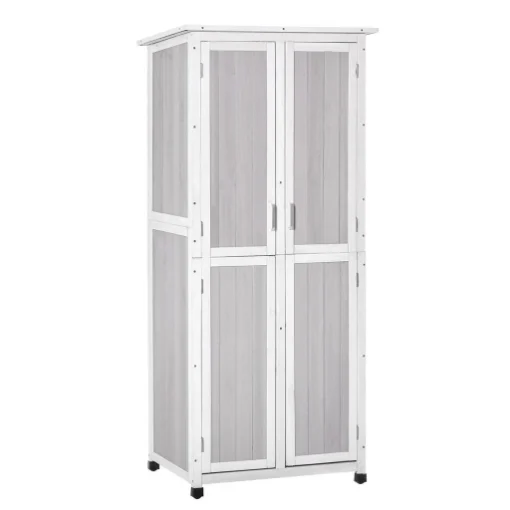 CASETTA PORTA ATTREZZI IN LEGNO DI ABETE A 3 LIVELLI CON TETTO IN BITUME, 77X58X175 CM, GRIGIO - MAURY'S