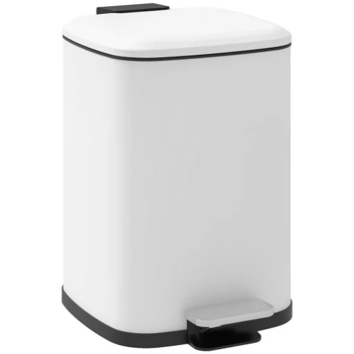 BIDONE IMMONDIZIA DA 12L A PEDALE CON CHIUSURA SILENZIOSA, IN METALLO E PP, 24.5X32X34.5 CM, BIANCO - MAURY'S