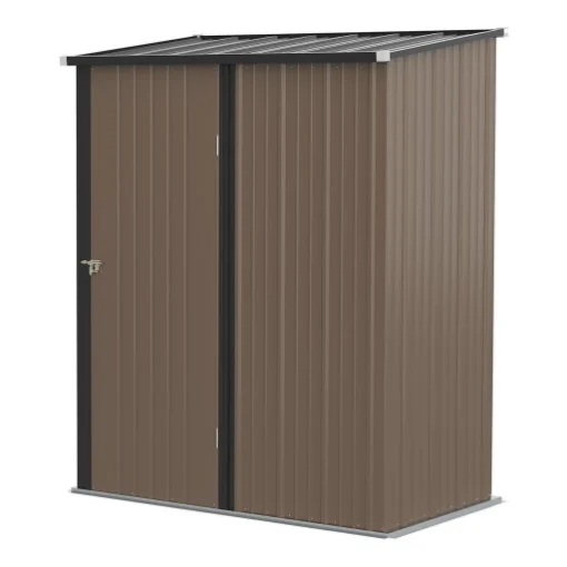 CASETTA DA GIARDINO IN ACCIAIO PORTA ATTREZZI CON CATENACCIO, 161.5X94.5X196CM, MARRONE - MAURY'S