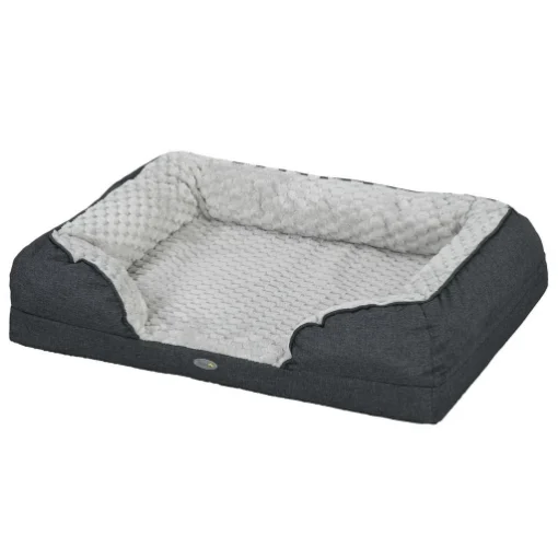 LETTINO PER CANI TAGLIA MEDIA IMBOTTITO CON CUSCINO RIMOVIBILE LAVABILE, 90X69X21CM, GRIGIO CARBONE - MAURY'S