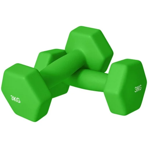 SET 2 MANUBRI 3 KG ESAGONALI E ANTISCIVOLO PER CASA E PALESTRA, IN METALLO E PLASTICA, 18X8X8 CM, VERDE - MAURY'S