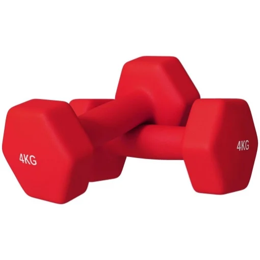 SET 2 MANUBRI ESAGONALI DA 2X4 KG IN METALLO E PLASTICA CON IMPUGNATURA ANTISCIVOLO, 19X9X9 CM, ROSSO - MAURY'S