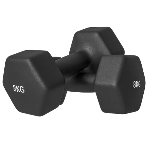SET 2 MANUBRI ESAGONALI DA 2X8 KG IN METALLO E PLASTICA CON IMPUGNATURA ANTISCIVOLO, 24X11X11 CM, NERO - MAURY'S