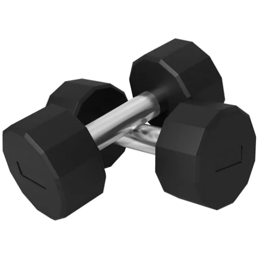SET 2 MANUBRI A 12 LATI DA 12 KG IN METALLO E GOMMA CON IMPUGNATURA ANTISCIVOLO, 26X14X14 CM, NERO - MAURY'S