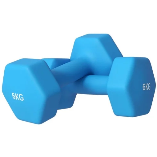 SET 2 MANUBRI ESAGONALI DA 2X6KG IN METALLO E PLASTICA CON IMPUGNATURA ANTISCIVOLO, 22X10X10 CM, AZZURRO - MAURY'S