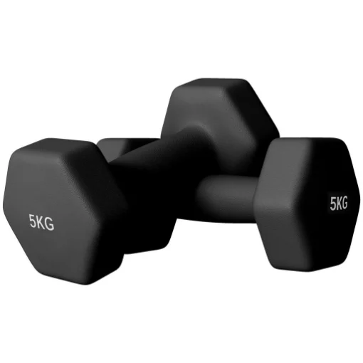 SET 2 MANUBRI ESAGONALI DA 2X5 KG IN METALLO E PLASTICA CON IMPUGNATURA ANTISCIVOLO, 20X9X9 CM, NERO - MAURY'S