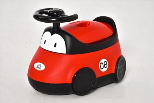VASINO PER BAMBINI DA 6 MESI A 3 ANNI A FORMA DI MACCHINA CON VOLANTE E VASCHETTA RIMOVIBILE, ROSSO - MAURY'S