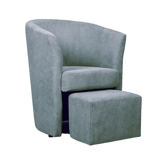 POLTRONA CON POUF ESTRAIBILE IN TESSUTO GRIGIO CHIARO - EFFEZETA
