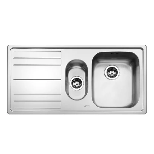 SMEG LAVELLO ACCIAIO INOX 1 + 1/2 VASCA CON GOCCIOLATOIO SINISTRO 100X50 CM - EFFEZETA