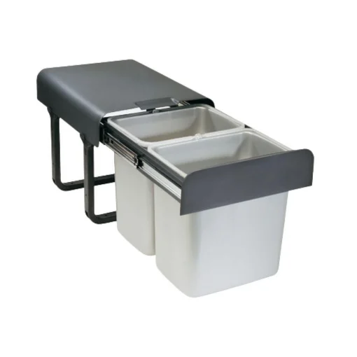 PATTUMIERA ESTRAIBILE CON 2 SECCHI DA 16 LITRI MAX 50 KG GUIDE IN ACCIAIO COPERCHIO ESTRAIBILE E LAVABILE 35,5X36,5X47,3 CM - EFFEZETA