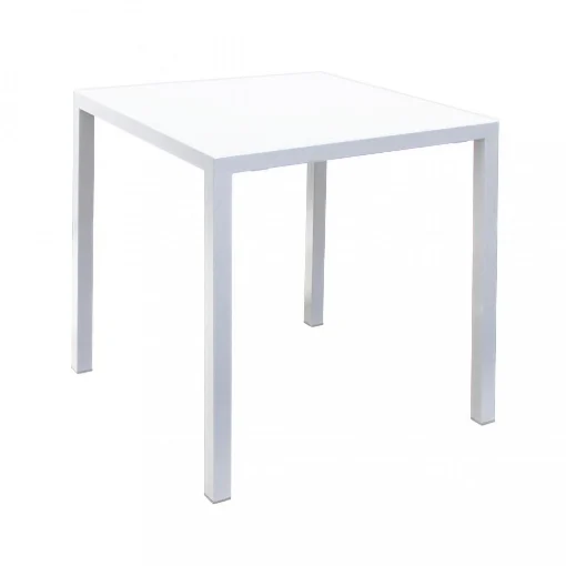 TAVOLO AUTOLIVELLANTE IN METALLO VERNICIATO A POLVERE BIANCO DIMENSIONI: CM 70 X 70 X 74 H OKX - MAURY'S