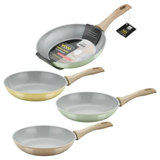 MA MAISON PADELLA IN ALLUMINIO MODELLO WOOD INDUCTION CM 26 MANICO ERGONOMICO COLORI ASSORTITI