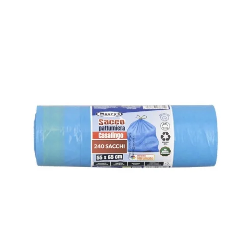 MAURY'S SET 240 SACCHI PER PATTUMIERA 55X65CM IN ROTOLI DA 40 PEZZI CIASCUNO AZZURRI