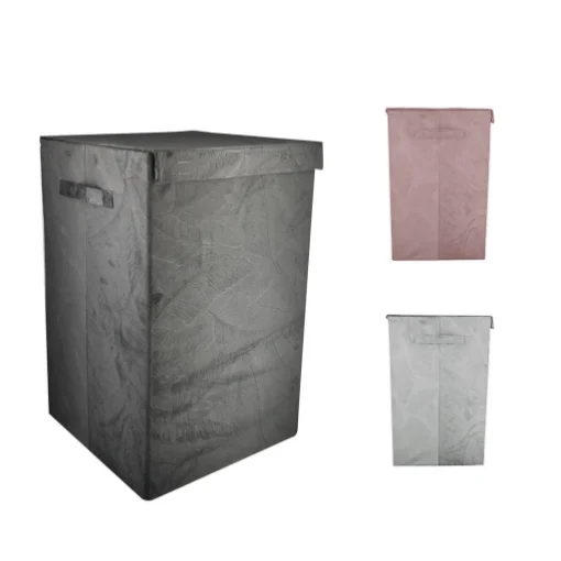 PORTABIANCHERIA LUX PIEGHEVOLE CON MANIGLIE 35X35XH55 CM IN VLETTUNO FANTASIA FOGLIE ESOTICHE + COPERCHIO COLORI ASSORTITI - OCEAN18