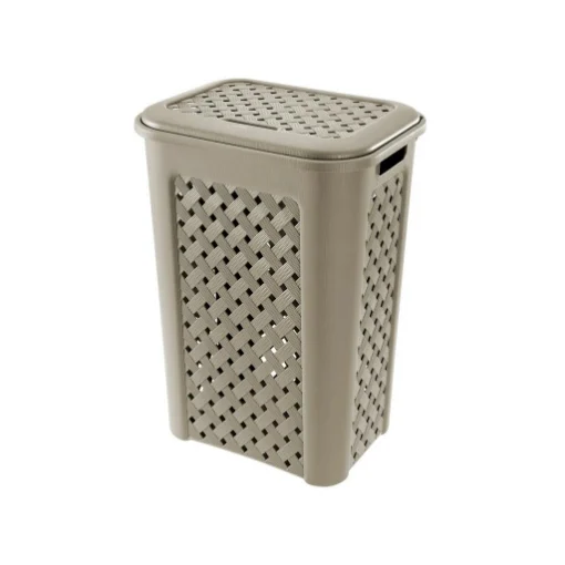 PORTABIANCHERIA CON COPERCHIO E MANICI INTEGRATI (50 LITRI) COLOR TALPA 50 L - 43.5 X 33.5 X H 55 CM FANTASIA A TRECCIA