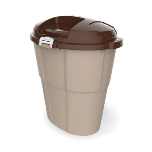 BAMA CONTENITORE "DADO PET" IN PLASTICA 60 LT PORTA CROCCHETTE SECCHE PER ANIMALI BEIGE CON COPERCHIO 54 X 39 X 67 CM