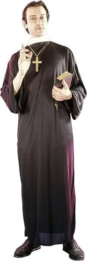 COSTUME ADULTO FIGURA DI PRETE RELIGIOSO CON COLLETTO BIANCO TAGLIA UNICA 52/54 - CIAO