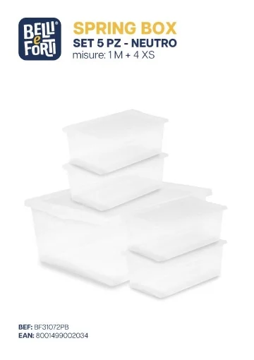 CONTENITORE SPRING BOX NRUTRO SET DA 5 PZ 1 M + 4XS CON COPERCHIO OKX - BELLI E FORTI