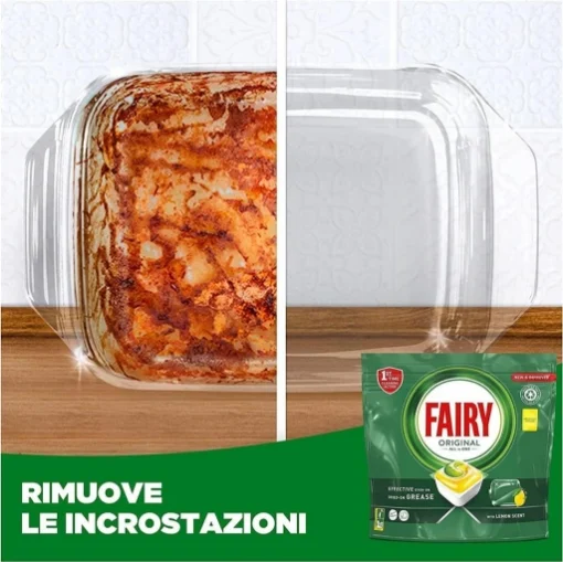 FAIRY DETERSIVO PASTIGLIE LAVASTOVIGLIE BRILLANTANTE 44 CAPSULE LIMONE AZIONE PULENTE AZIONE BRILLANTE