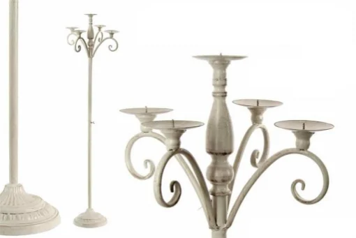 PIANTANA A CANDELABRO CON 5LUCI 37X37X15 CM IN METALLO BIANCO SHABBY - MAURY'S