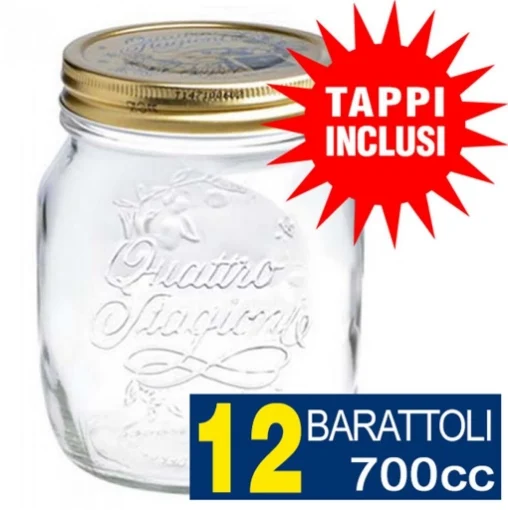 12 BARATTOLI 700CC QUATTRO STAGIONI BORMIOLI VASO PER CONSERVE CON 12 TAPPI INCLUSI - BORMIOLI ROCCO