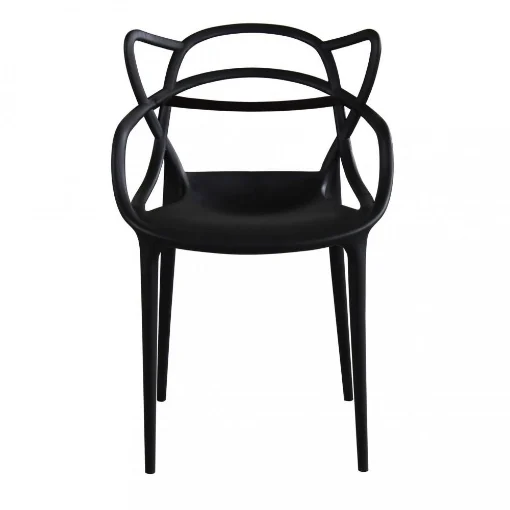 POLTRONA LILY IN POLIPROPENE DESIGN MODERNO FORMA SCHIENALE INTRECCIO COLORE NERO 54X53X83H CM - MAURY'S