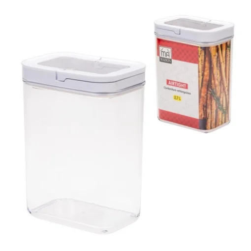 MA MAISON CHIUSURA AIR TIGHT CONTENITORE RETTANGOLARE TRASPARENTE CON TAPPO BIANCO APRIBILE PARZIALMENTE 2,7 LT