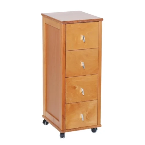 CASSETTIERA POKERINO ROVERE IN FAGGIO BASE INFERIORE MULTISTRATO DI BETULLA 4 CASSETTI RUOTE IN PLASTICA GOMMATA - MAURY'S