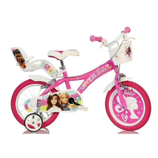 BICICLETTA BARBIE DA 14" CON ROTELLE IN COLORE BIANCO E ROSA PER BAMBINA COLORE - DINO BIKES