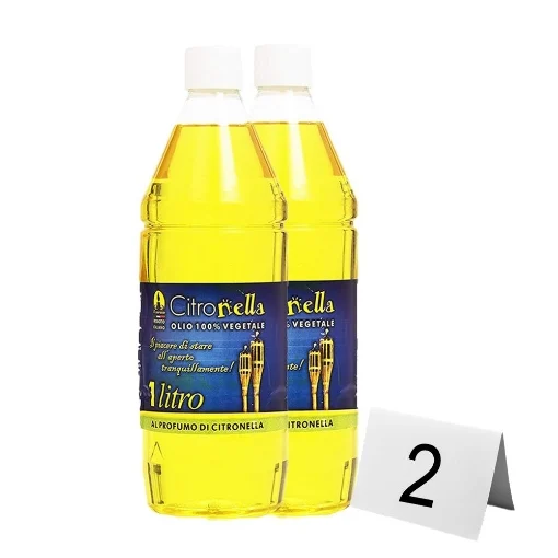 CITRONELLA SET 2 OLI COMBUSTIBILI PER TORCE DA GIARDINO ESTERNE 100% VEGETALE AIUTA AD ALLONTANARE LE ZANZARE 1 LT - MAURY'S