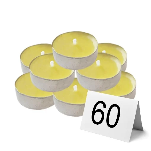 MAURY'S CANDELINE TEA LIGHT 60 PZ GIALLE CON OLIO DI CITRONELLA E BASE IN METALLO