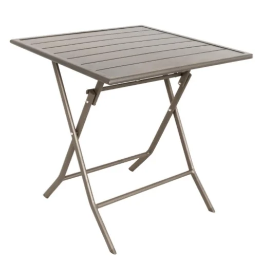 TAVOLO PIEGHEVOLE EASY IN ACCIAIO 60X60X70 CM TOP DOGHE IN ACCIAIO COLOR GRIGIO - MAURY'S