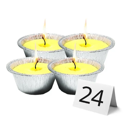 SET 24 CANDELE ALLA CITRONELLA BASE IN ALLUMINIO PER USO ESTERNO CON SPAGO DURATA +10H - MAURY'S